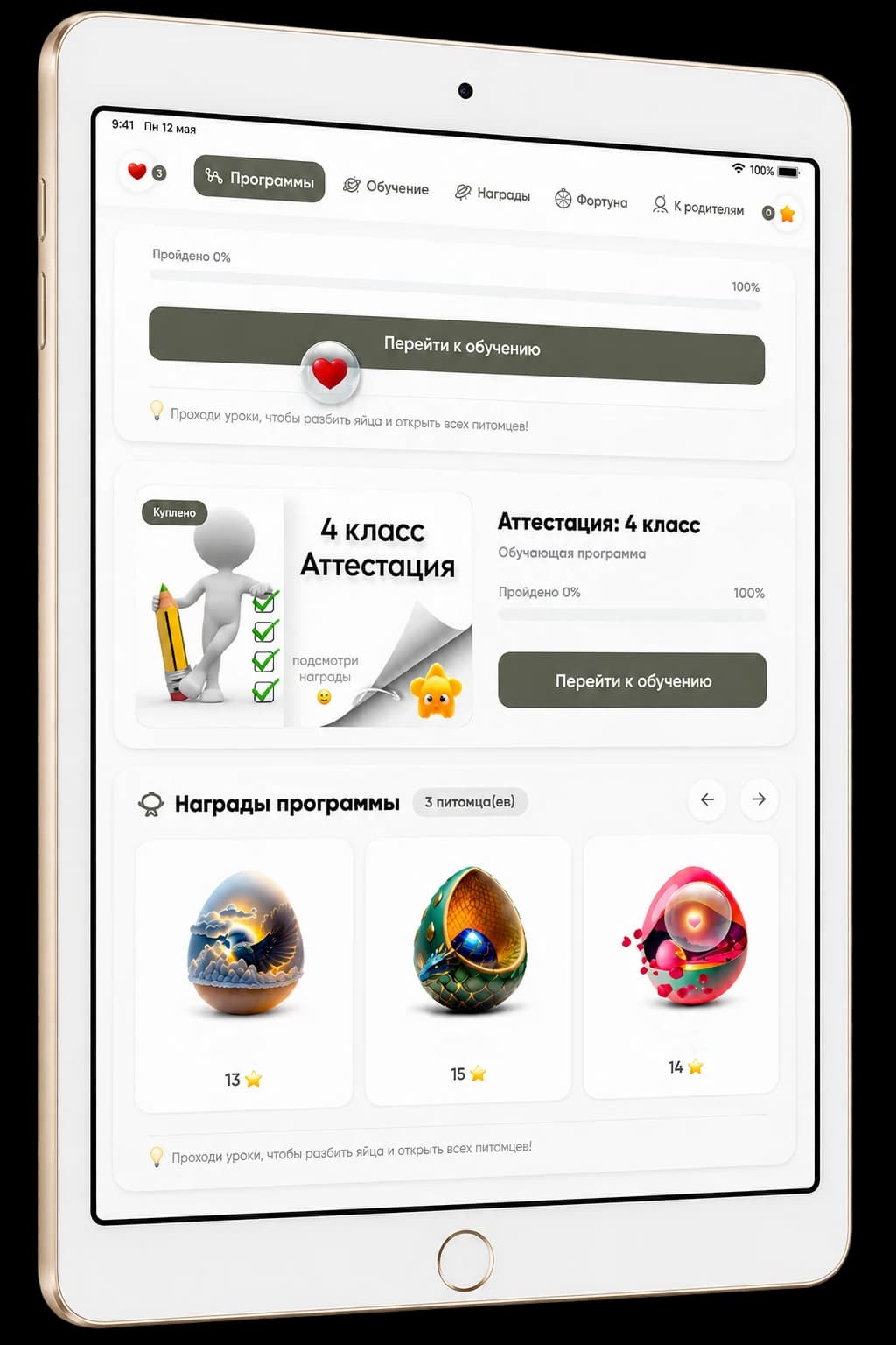 Программа аттестации на планшете